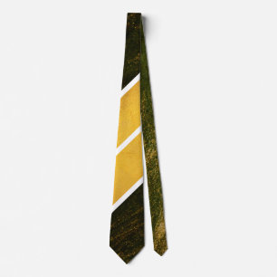 Green Gold White Lines Tie