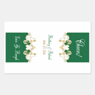 Green Gold White Scrolls Wine Label Sticker