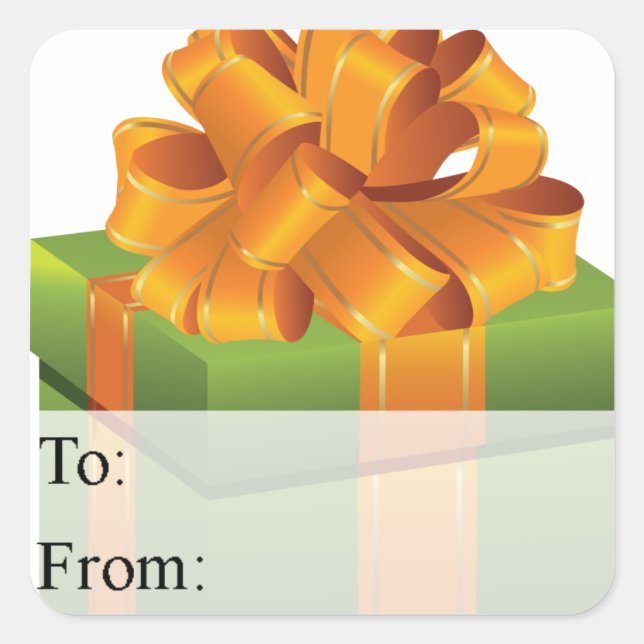 Green Gold Wrapped Christmas Present Gift Tag (Front)