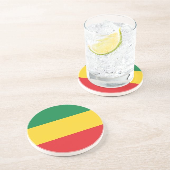 Green, Gold (Yellow) and Red Colors Flag Coaster (Side)