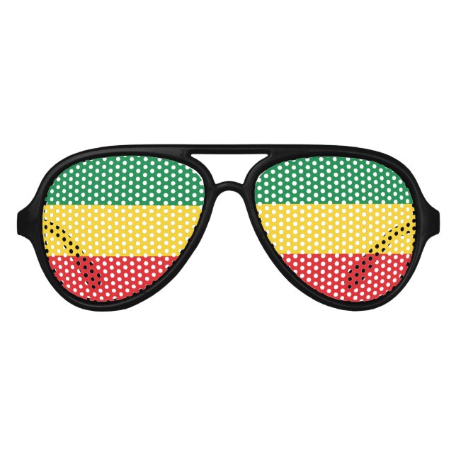 Green, Gold (Yellow) and Red Colours Flag Aviator Sunglasses (Front)