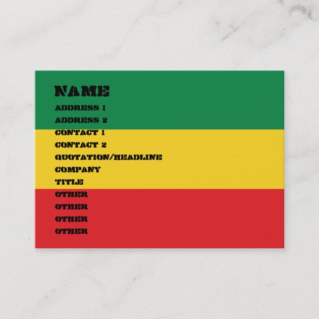 Green, Gold (Yellow) and Red Colours Flag Business Card (Front)