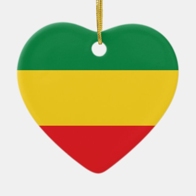 Green, Gold (Yellow) and Red Colours Flag Ceramic Ornament (Front)