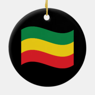 Green, Gold (Yellow) and Red Colours Flag Ceramic Ornament