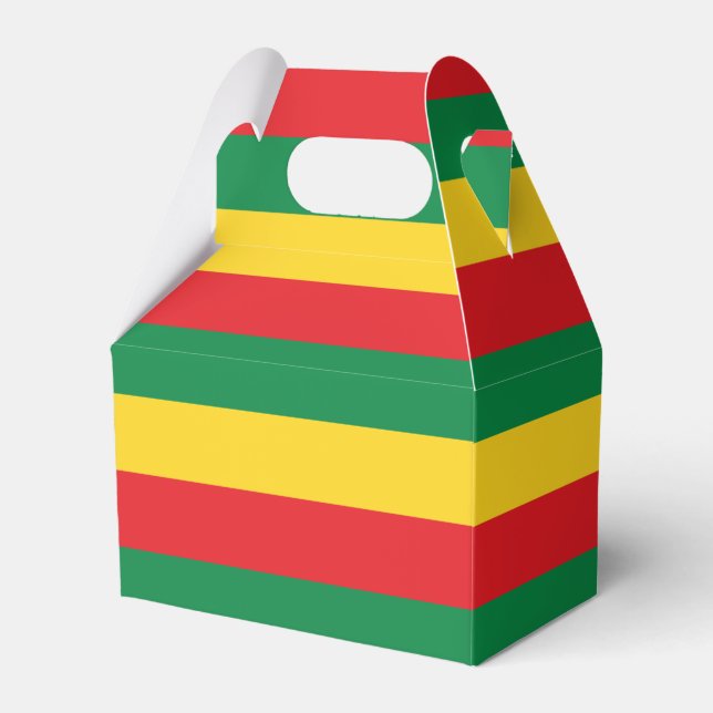 Green, Gold (Yellow) and Red Colours Flag Favor Box (Front Side)