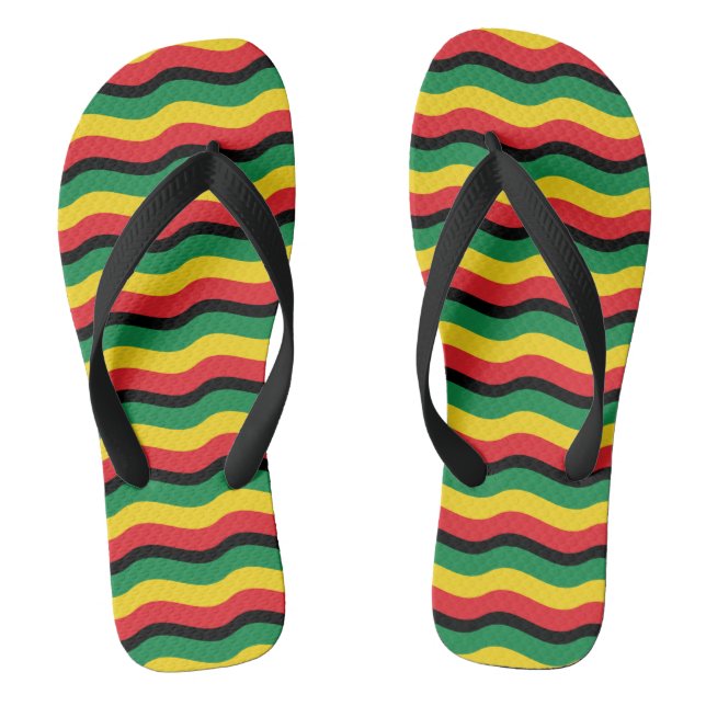 Green, Gold (Yellow) and Red Colours Flag Flip Flops (Footbed)