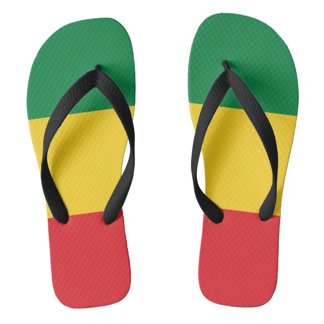 Green, Gold (Yellow) and Red Colours Flag Flip Flops (Footbed)