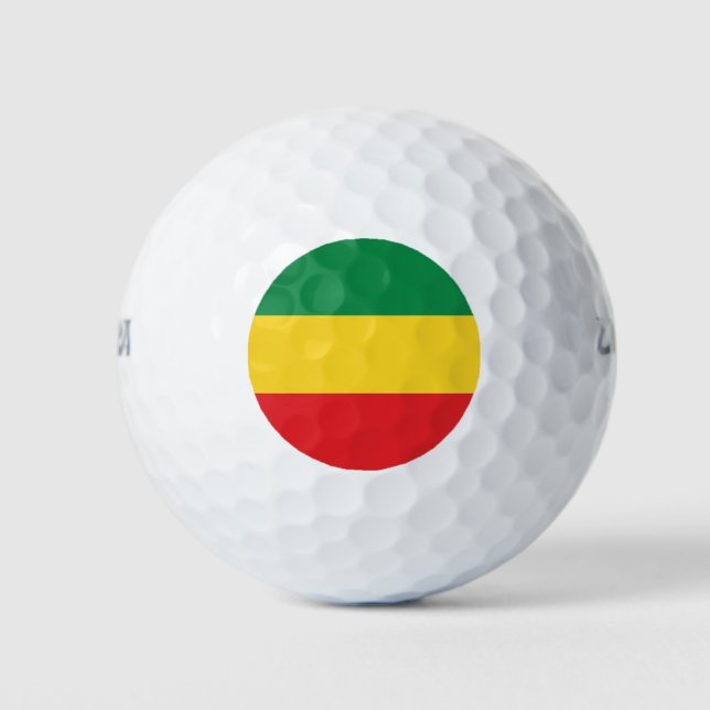 Green, Gold (Yellow) and Red Colours Flag Golf Balls (Front)