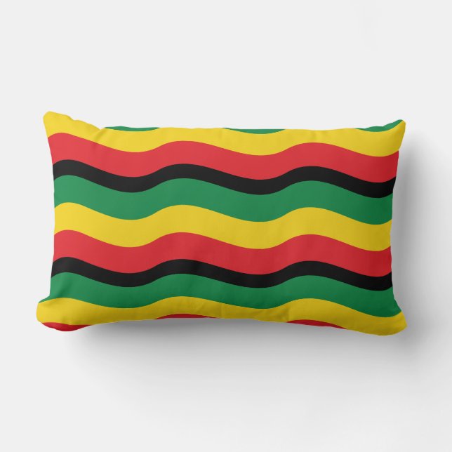 Green, Gold (Yellow) and Red Colours Flag Lumbar Pillow (Front)