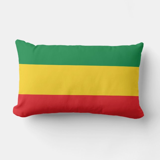 Green, Gold (Yellow) and Red Colours Flag Lumbar Pillow (Front)