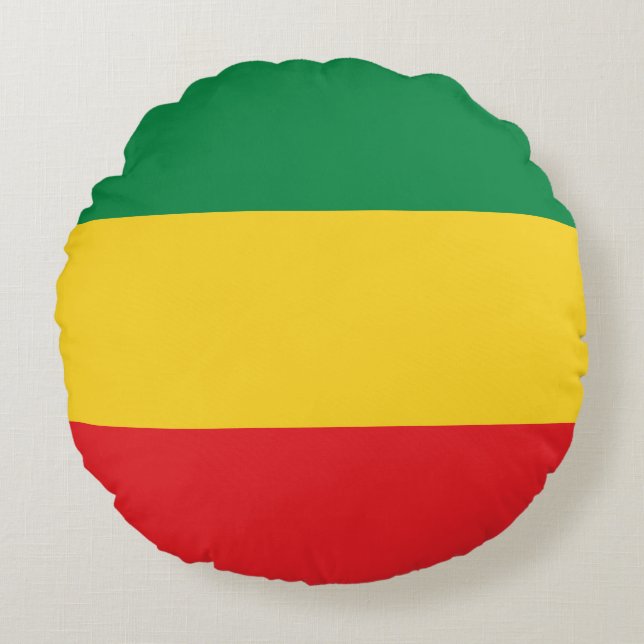 Green, Gold (Yellow) and Red Colours Flag Round Pillow (Front)