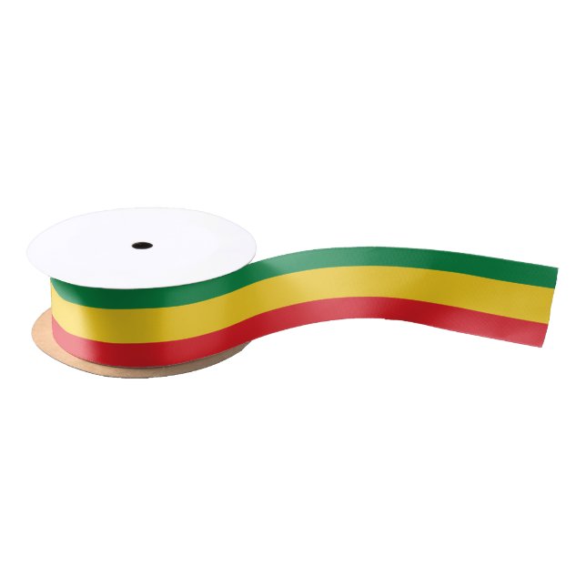 Green, Gold (Yellow) and Red Colours Flag Satin Ribbon (Spool)