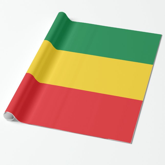 Green, Gold (Yellow) and Red Colours Flag Wrapping Paper (Unrolled)