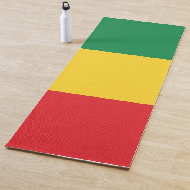 Green, Gold (Yellow) and Red Colours Flag Yoga Mat (In Situ)
