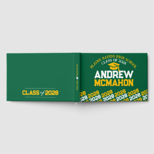 Green & Gold Yellow Graduation Personalized Guest Book