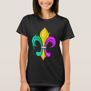 Green Golden And Purple Fleur De Lis For Mardi Gra T-Shirt