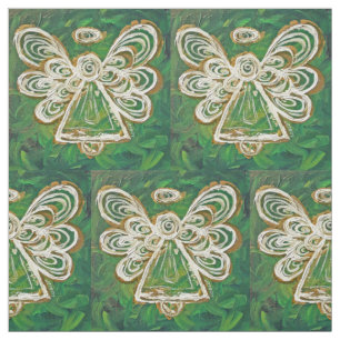 Green Golden Guardian Angel Art Fabric Material