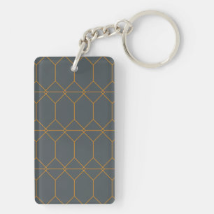 Green, golden, simple, retro, elegant illustration keychain