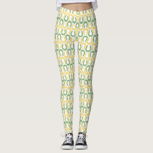 Green & Golden Yellow Horseshoe Pattern Leggings