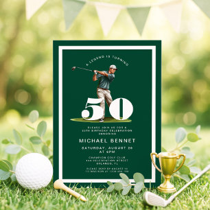 Green Golf 50th Birthday Invitation