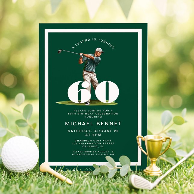 Green Golf 60th Birthday Invitation (Green Golf 60th Birthday Invitation)