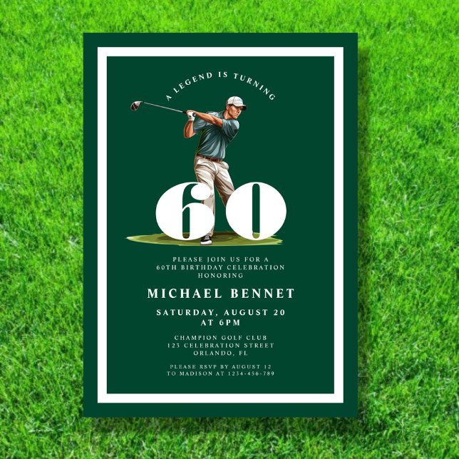 Green Golf 60th Birthday Invitation (Green Golf 60th Birthday Invitation)