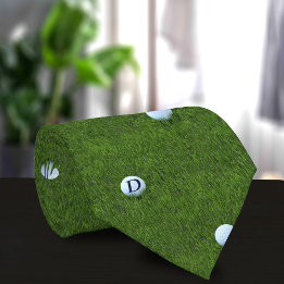 Green Golf Ball Monogram Golfer Papa Cravate