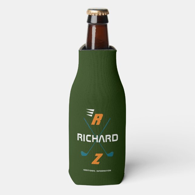 green golf canbottle cooler personalized (Bottle Front)