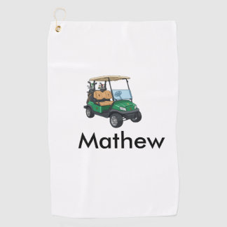 Green golf car name man sports boy gifts letter  golf towel