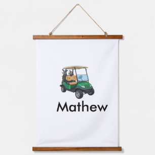 Green golf car name man sports boy gifts letter  hanging tapestry