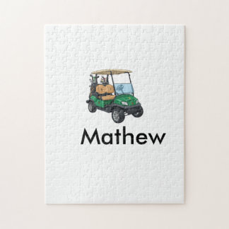Green golf car name man sports boy gifts letter  jigsaw puzzle