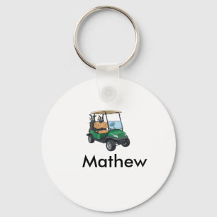 Green golf car name man sports boy gifts letter keychain
