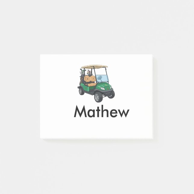 Green golf car name man sports boy gifts letter  post-it notes (Front)