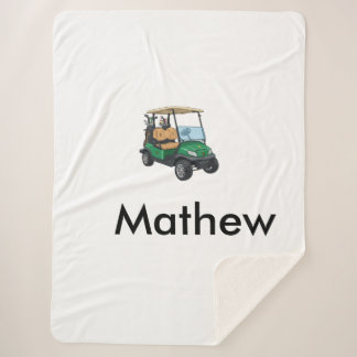 Green golf car name man sports boy gifts letter  sherpa blanket