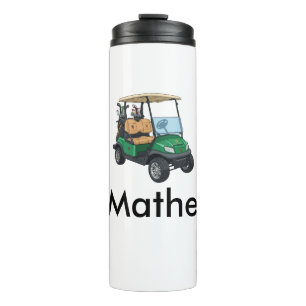 Green golf car name man sports boy gifts letter  thermal tumbler