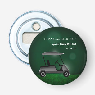 Green golf cart golfing bachelor party bottle opener