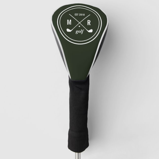 GREEN Golf CLub personalized logo monogram Head Cover (Front)