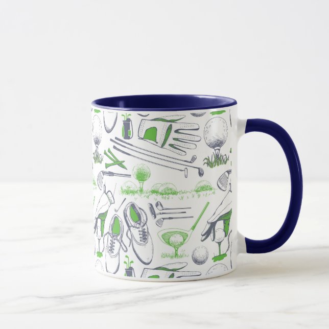 Green Golf Icons Pattern Mug (Right)