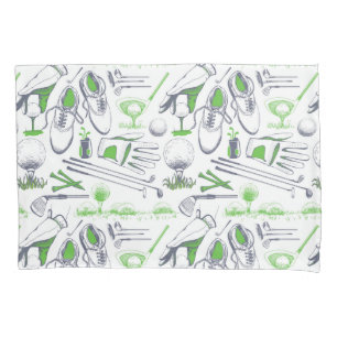 Green Golf Icons Pattern Pillowcase