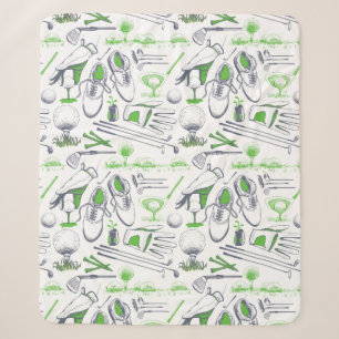 Green Golf Icons Pattern Sherpa Blanket