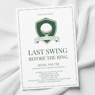 Green Golf Last Swing Before the Ring Bridal Party Invitation