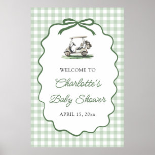 Green Golf New to the Club Baby Shower Welcome Poster