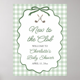 Green Golf New to the Club Baby Shower Welcome Poster