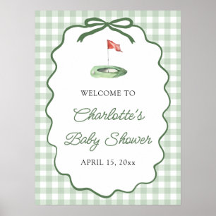 Green Golf New to the Club Baby Shower Welcome Poster