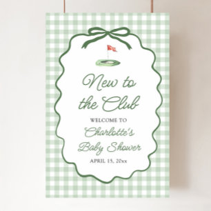 Green Golf New to the Club Baby Shower Welcome Poster