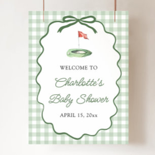 Green Golf New to the Club Baby Shower Welcome Poster