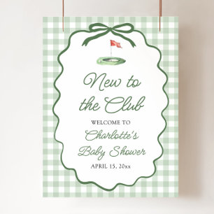Green Golf New to the Club Baby Shower Welcome Poster