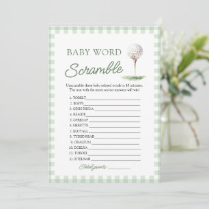 Green Golf New to the Club Baby Word Scramble Game Invitation