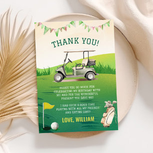 Green Golf Par-tee 1st Birthday Thank You Card