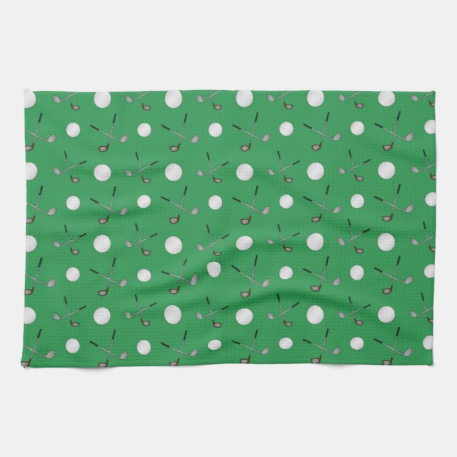Green golf pattern kitchen towel (Horizontal)